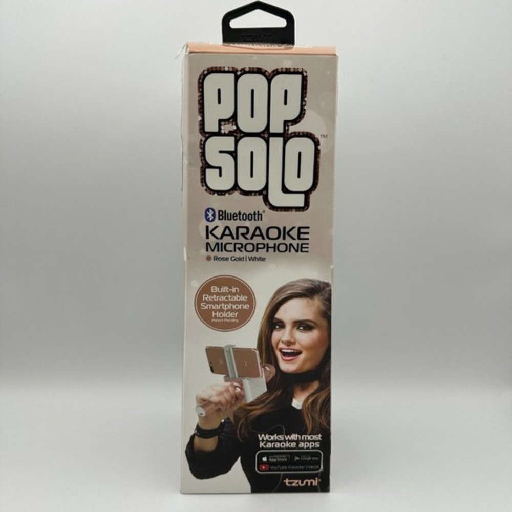 Pop Solo Karaoke Microphone &‎ Speaker Rose Gold Bluetooth Smartphone Holder